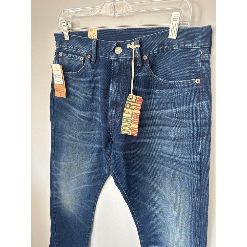 RRL Double RL Ralph Lauren Slim High Mens Jeans 31x32 Dark Wash Denim Corduroy